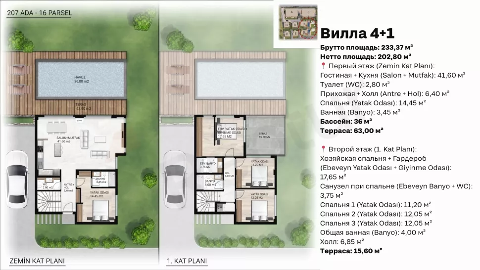 Современная вилла 4+1 в Торба — 20 метров от моря